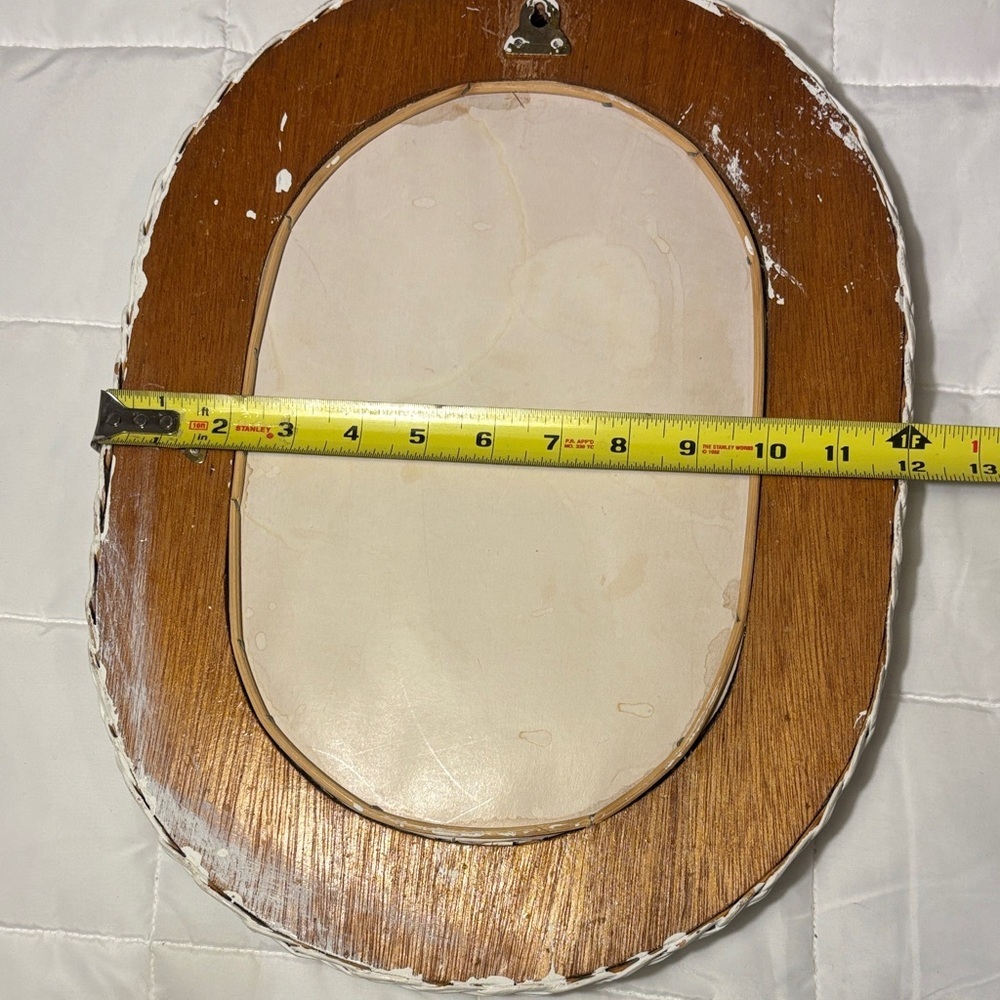 Vintage White Wicker Oval Mirror - Picture 5 of 8